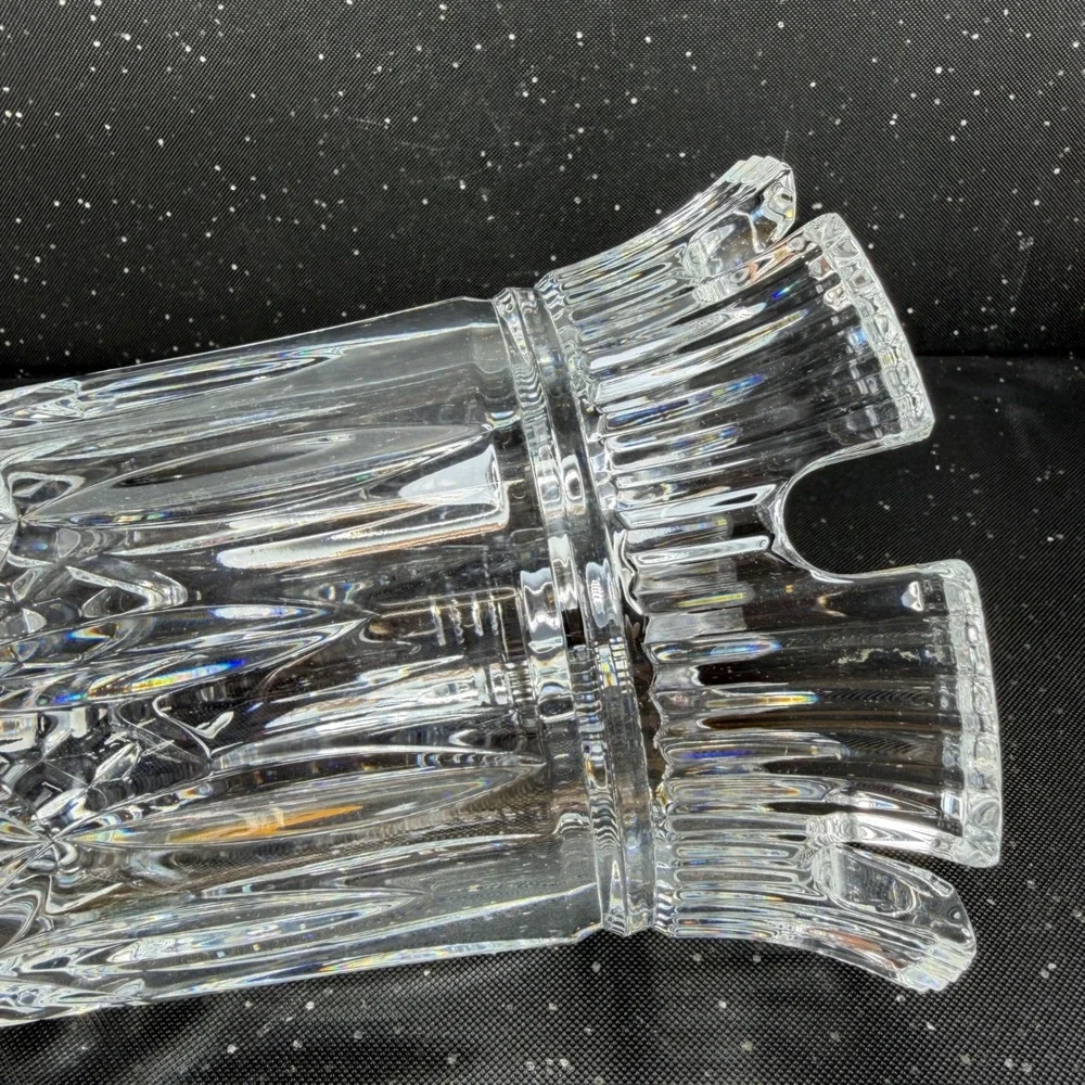 Waterford Crystal Romance of Ireland Vase 11 Inch Scalloped Rim Footed Clear VTG